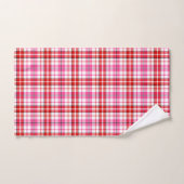 Wit Roze Rood Geruit Schotse Ruit Ontwerp Bad Handdoek (Handdoek)