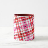 Wit Roze Rood Geruit Schotse Ruit Ontwerp Mok (Midden)