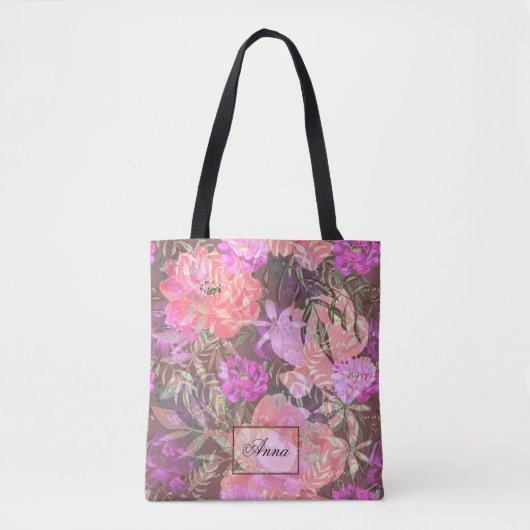 Wit, roze, rood, pinda's, bloemen tote bag (Voorkant)