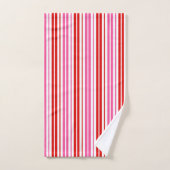 Wit Roze Rood Verticaal Strepen Design Bad Handdoek (Handdoek)