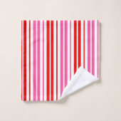 Wit Roze Rood Verticaal Strepen Design Bad Handdoek (Wasdoekje)