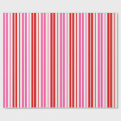 Wit Roze Rood Verticaal Strepen Design Cadeaupapier (Vlak)
