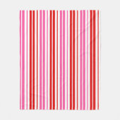 Wit Roze Rood Verticaal Strepen Design Fleece Deken (Voorkant)