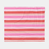 Wit Roze Rood Verticaal Strepen Design Fleece Deken (Voorkant (Horizontaal))