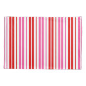 Wit Roze Rood Verticaal Strepen Design   Kussensloop (Achterkant)