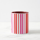 Wit Roze Rood Verticaal Strepen Design   Mok (Midden)