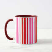 Wit Roze Rood Verticaal Strepen Design   Mok (Links)