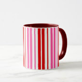 Wit Roze Rood Verticaal Strepen Design   Mok (Voorkant rechts)