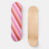 Wit Roze Rood Verticaal Strepen Design   Persoonlijk Skateboard (Voorkant)