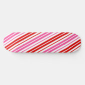 Wit Roze Rood Verticaal Strepen Design   Persoonlijk Skateboard (Horizontaal)