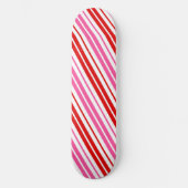Wit Roze Rood Verticaal Strepen Design   Persoonlijk Skateboard (Voorkant)