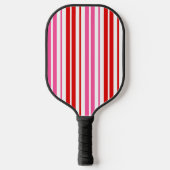 Wit Roze Rood Verticaal Strepen Design Pickleball Paddle (Voorkant)