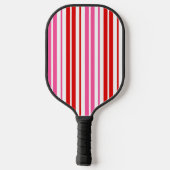 Wit Roze Rood Verticaal Strepen Design Pickleball Paddle (Achterkant)