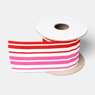 Wit Roze Rood Verticaal Strepen Design Satijnen Lint