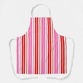 Wit Roze Rood Verticaal Strepen Design   Schort (Voorkant)