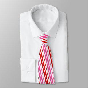 Wit Roze Rood Verticaal Strepen Design Stropdas