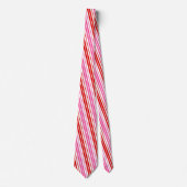 Wit Roze Rood Verticaal Strepen Design   Stropdas (Voorkant)