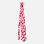 Wit Roze Rood Verticaal Strepen Design   Stropdas (Achterkant)
