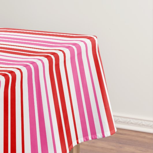 Wit Roze Rood Verticaal Strepen Design   Tafelkleed (Voorbeeld)