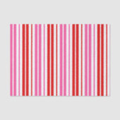 Wit Roze Rood Verticaal Strepen Design   Tissuepapier (Voorkant)