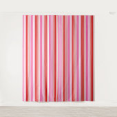 Wit Roze Rood Verticaal Strepen Design   Wandkleed (Voorkant)