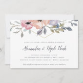 Wit | Roze Rose Geometric Floral Couples Shower Kaart (Voorkant)