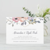 Wit | Roze Rose Geometric Floral Couples Shower Kaart (Staand voorkant)