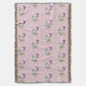 wit roze rozen gouden hart monogram deken (Voorkant Verticaal)