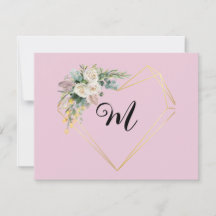 wit roze rozen gouden hart monogram