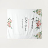 Wit Roze Rozen Waterverf Bruidsborrel Welkom Wandkleed (Voorkant (horizontaal))