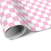 Wit & Roze Schachbrett Motief Inpakpapier Rol (Rol Hoek)