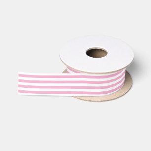 Wit & Roze Strepen Geometrisch Patroon Satijnen Lint