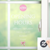 Wit Roze Strik Openingstijden Klein Zakelijk Logo Raamsticker (Huis)