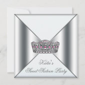 Wit Roze Tiara Wit Zoet 16 Party Kaart (Voorkant)