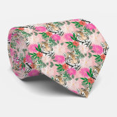 wit roze tijger - Floral schilderen Stropdas (Opgerold)
