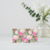  wit roze tijger - Floral schilderen Visitekaartje (Staand voorkant)