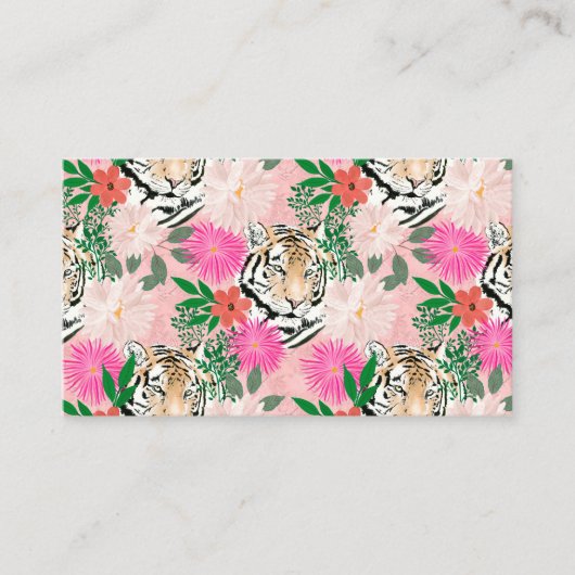  wit roze tijger - Floral schilderen Visitekaartje (Voorkant)