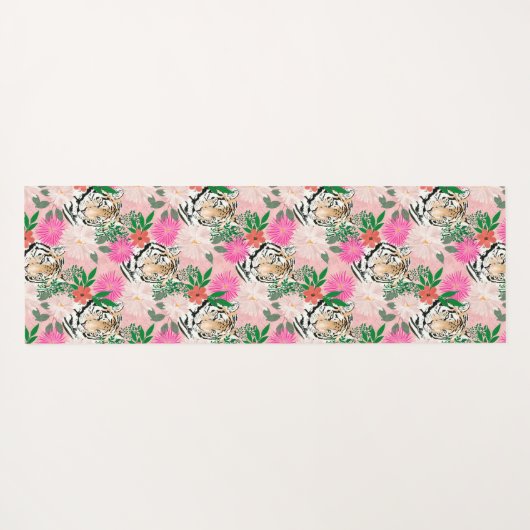  wit roze tijger - Floral schilderen Yogamat (Achterkant (horizontaal))