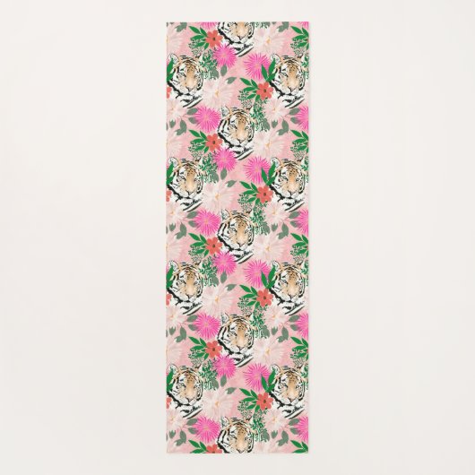  wit roze tijger - Floral schilderen Yogamat (Achterkant)