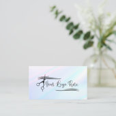 Wit Roze Turquoise Holografisch Gradiënt Logo Visitekaartje (Staand voorkant)