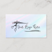 Wit Roze Turquoise Holografisch Gradiënt Logo Visitekaartje (Voorkant)