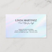 Wit Roze Turquoise Holografische Gradiënt Logo Visitekaartje (Achterkant)