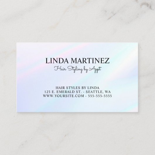 Wit Roze Turquoise Holografische Gradiënt Logo Visitekaartje (Achterkant)