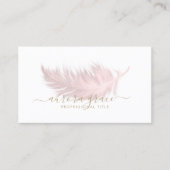 Wit Roze Veer Goud Visitekaartje (Voorkant)
