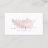 Wit Roze Veer Roos Goud Visitekaartje (Voorkant)