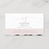 Wit Roze Veer Zilver Visitekaartje (Achterkant)