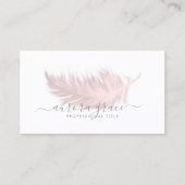 Wit Roze Veer Zilver Visitekaartje (Voorkant)