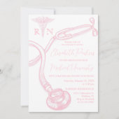 Wit Roze Verpleegkunde School Afstudeerfeest Kaart (Voorkant)