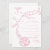 Wit Roze Verpleegkunde School Afstudeerfeest Kaart (Voorkant / Achterkant)