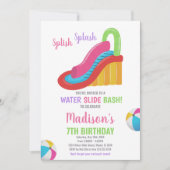 Wit Roze Water Slide Verjaardagsuitnodigingen Kaart (Voorkant)